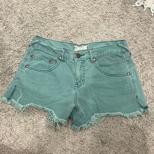 Free people teal denim shorts